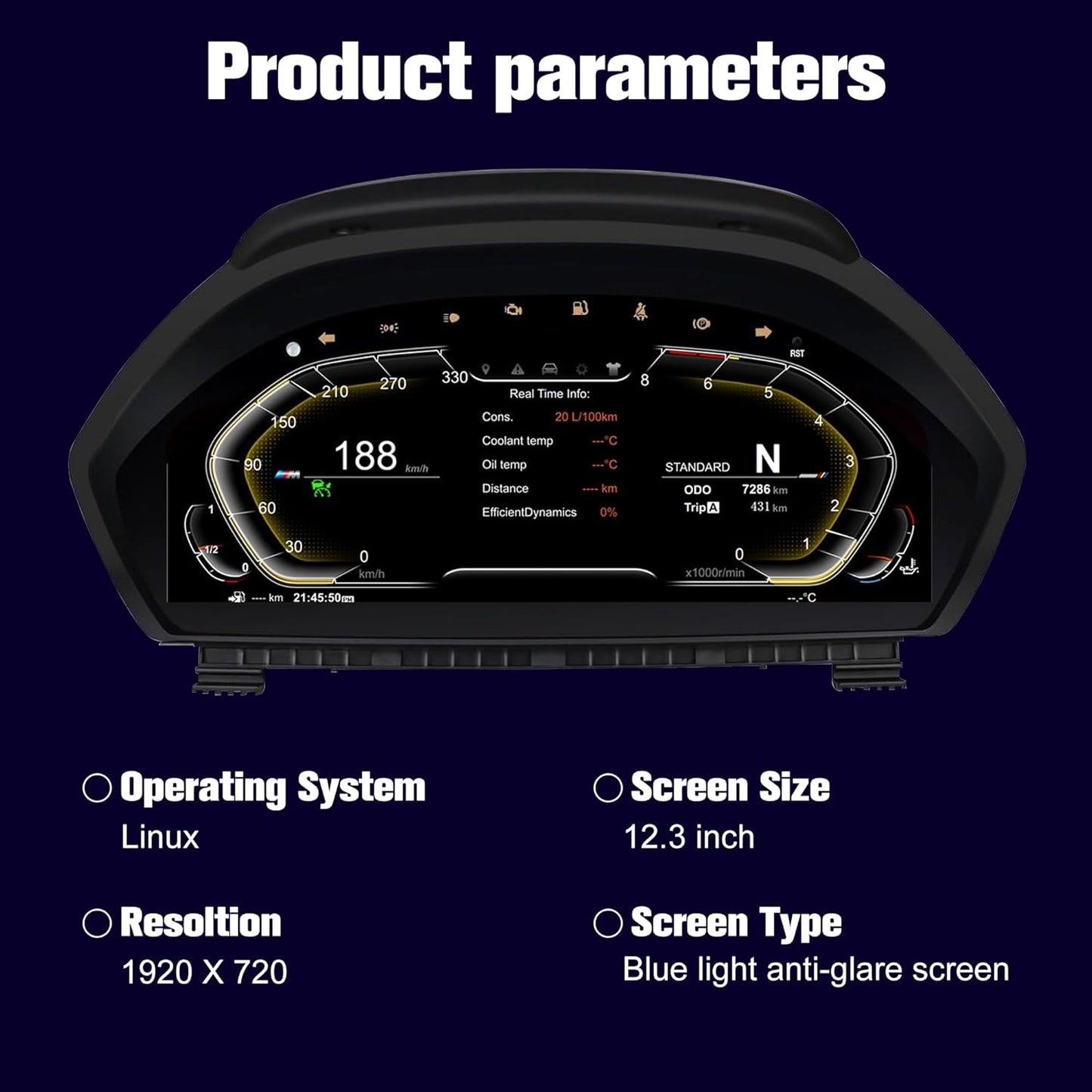 Speedometer Instrument for BMW F30 F36 2013-2020οΌ12.3 inch Linux System Original Modern Car Odometer Information Head up Display Digital Cluster Electronic Gauge Dashboard Screen