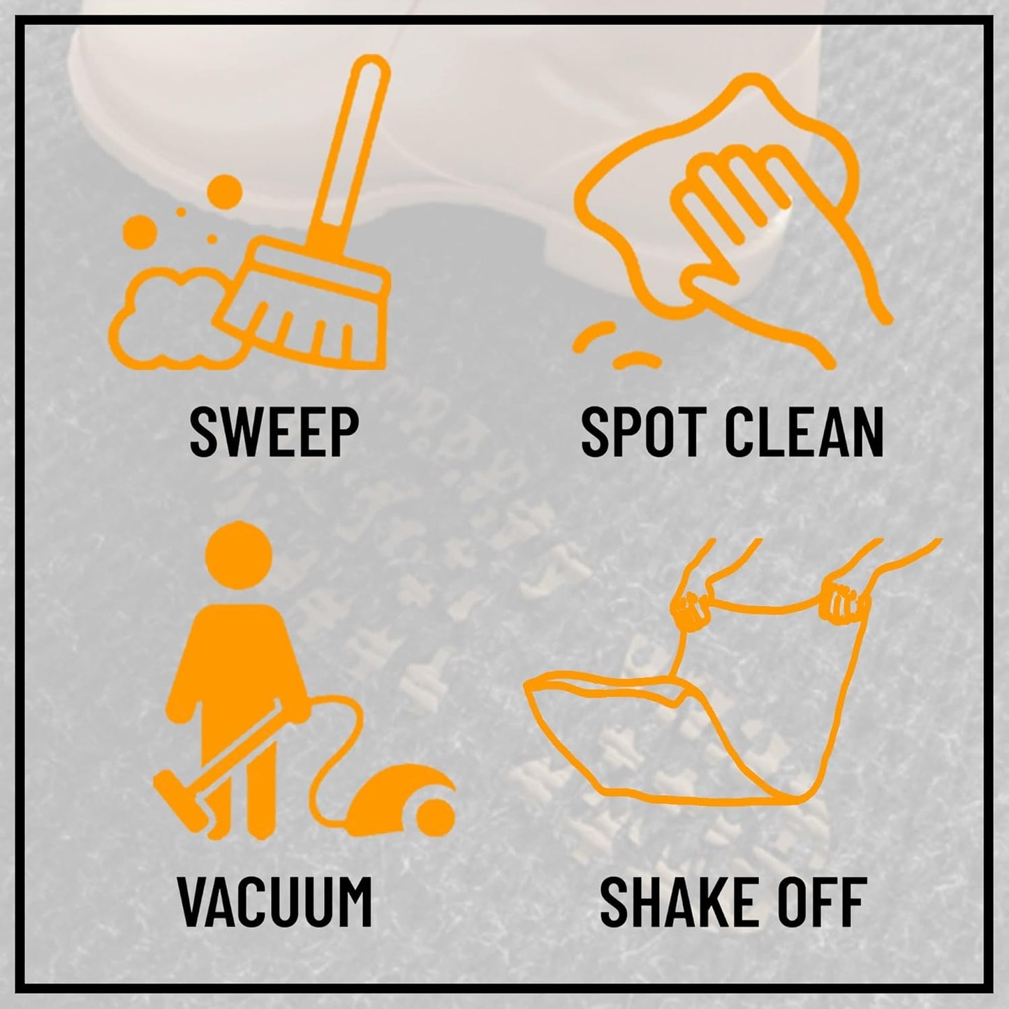 Ottomanson 2' x 15' Hallway Runner with Scraper Pile Extra Durable Non-Slip Rug Mat for Indoor & Outdoor Use - Ideal for Kitchen, Entryway, Patio & Garage - High-Traffic Carpet, Black