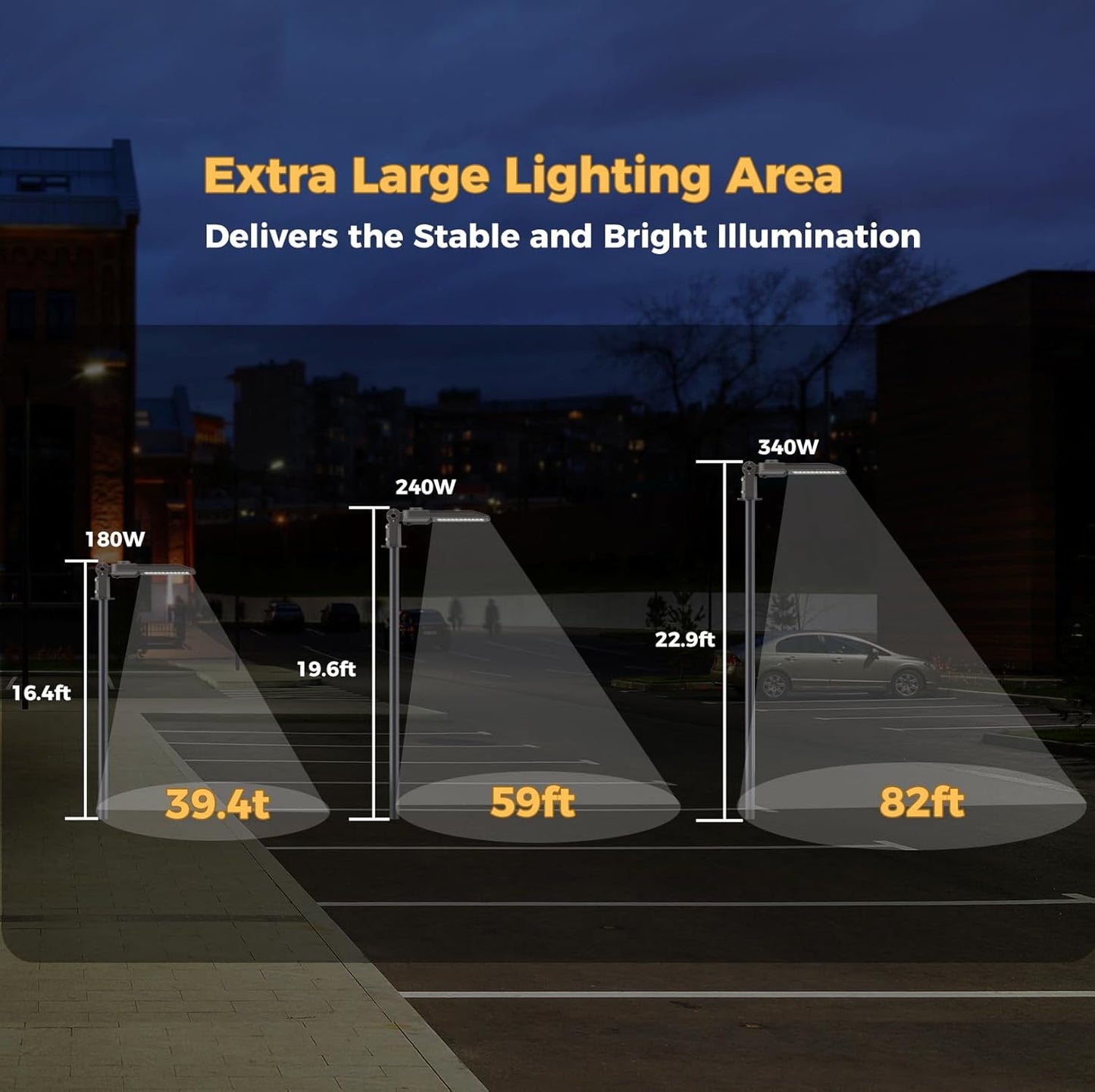 240W LED Parking Lot Lights Commercial Area Oudoor Lighting Dusk to Dawn LED Street Lights 43200Lm(180LM/W) 6000K IP65 Waterproof 100-277V for Driverway Parking Lot 6 Pack