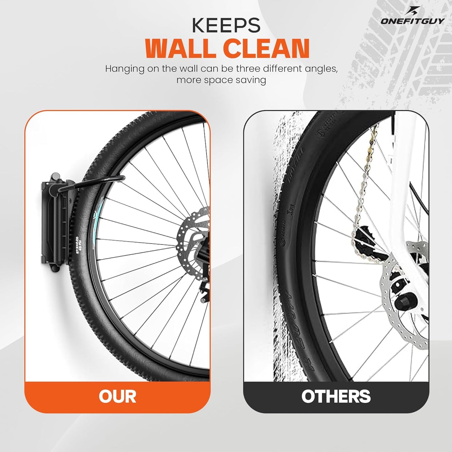 Swivel Bike Wall Mount, Bike Rack Garage, 150ยฐ Rotating & Space Saving Vertical Bike Hangers for Storage, Sturdy Bike Stand Holds Up to 66lbs, Easy to Install, 2 Pack