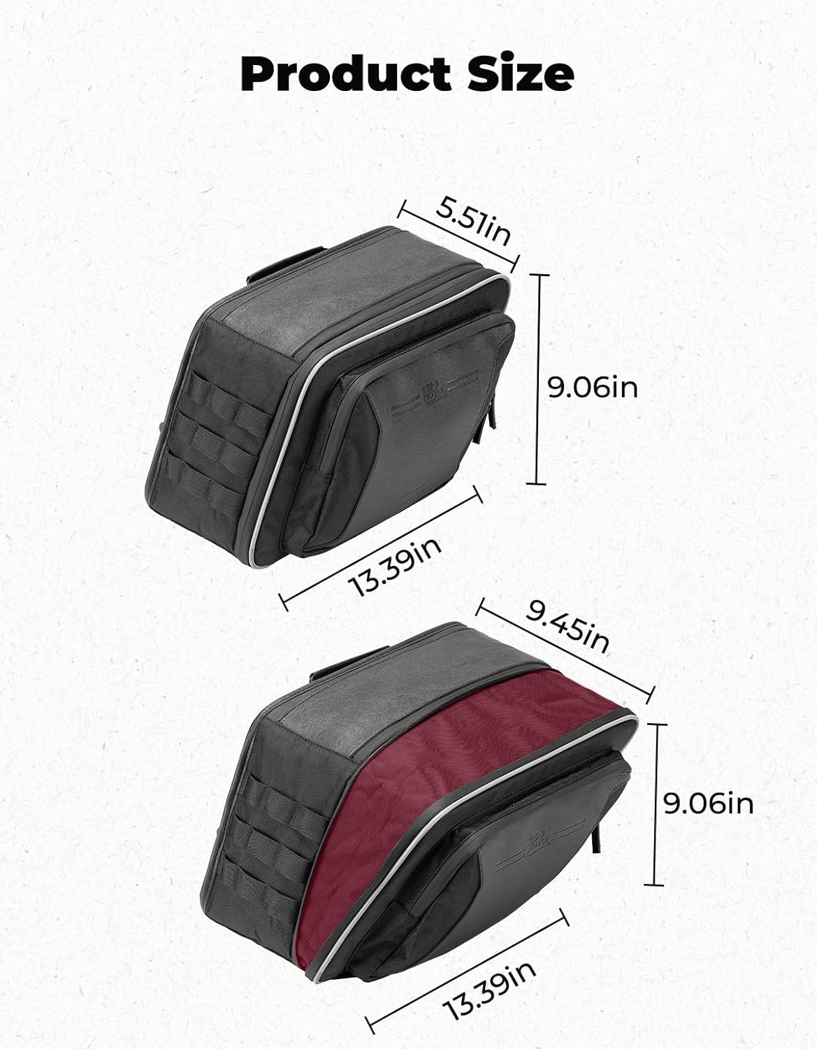 KEMIMOTO Motorcycle Saddlebags Expandable 22-30L (11-15Lx2) with Quick-Release Brackets PU Leather Handbag Waterproof with Rain Cover Compatible with Dyna Softail Cruiser Rebel Vulcan
