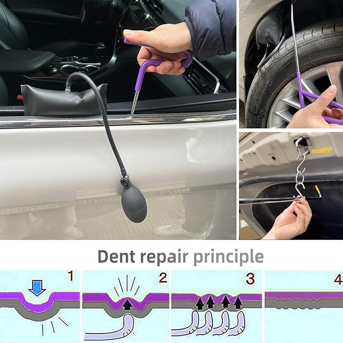 159pcs/Set Auto Body Dent Repair Tools Kit,Big Size Slide Puller&Dent Rods Crowbar,paintless Car Dent Lifter Hail Removal,A Complete Car Dent Repair Tools Set for Professional Car Repair Shop