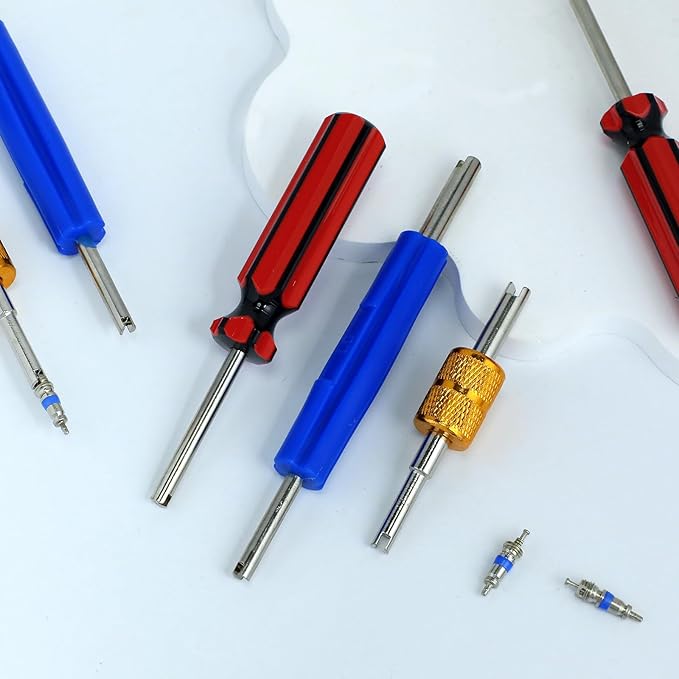 6 Pcs Tire Valve Stem Removal Tool Kit, Tyre Air Conditioner Valve Stem Core Remover Tool Single Dual Heads Air Conditioning Valve Core Remover Tool