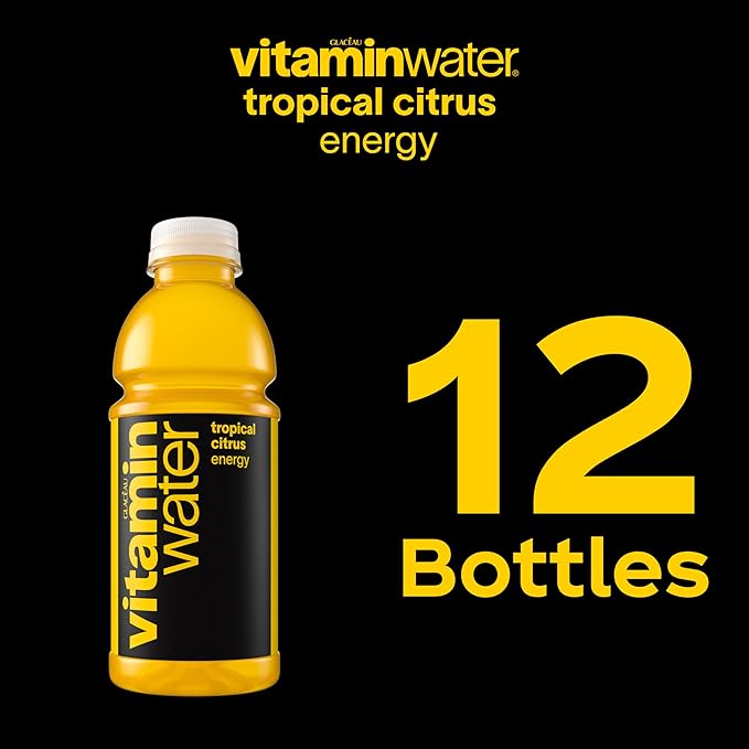 vitaminwater Energy Tropical Citrus Nutrient Enhanced Flavored Water Beverage, 20 fl oz Bottles, 12 Pack