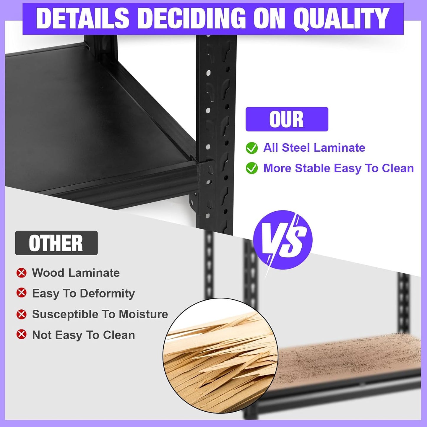 6000LBS Garage Shelving Heavy Duty, 4-Tier 59" W Storage Garage Shelves, Industrial Adjustable Metal Shelving Units for Garages, Warehouses, Kitchen, Black, 59" W x 24" D x 59" H