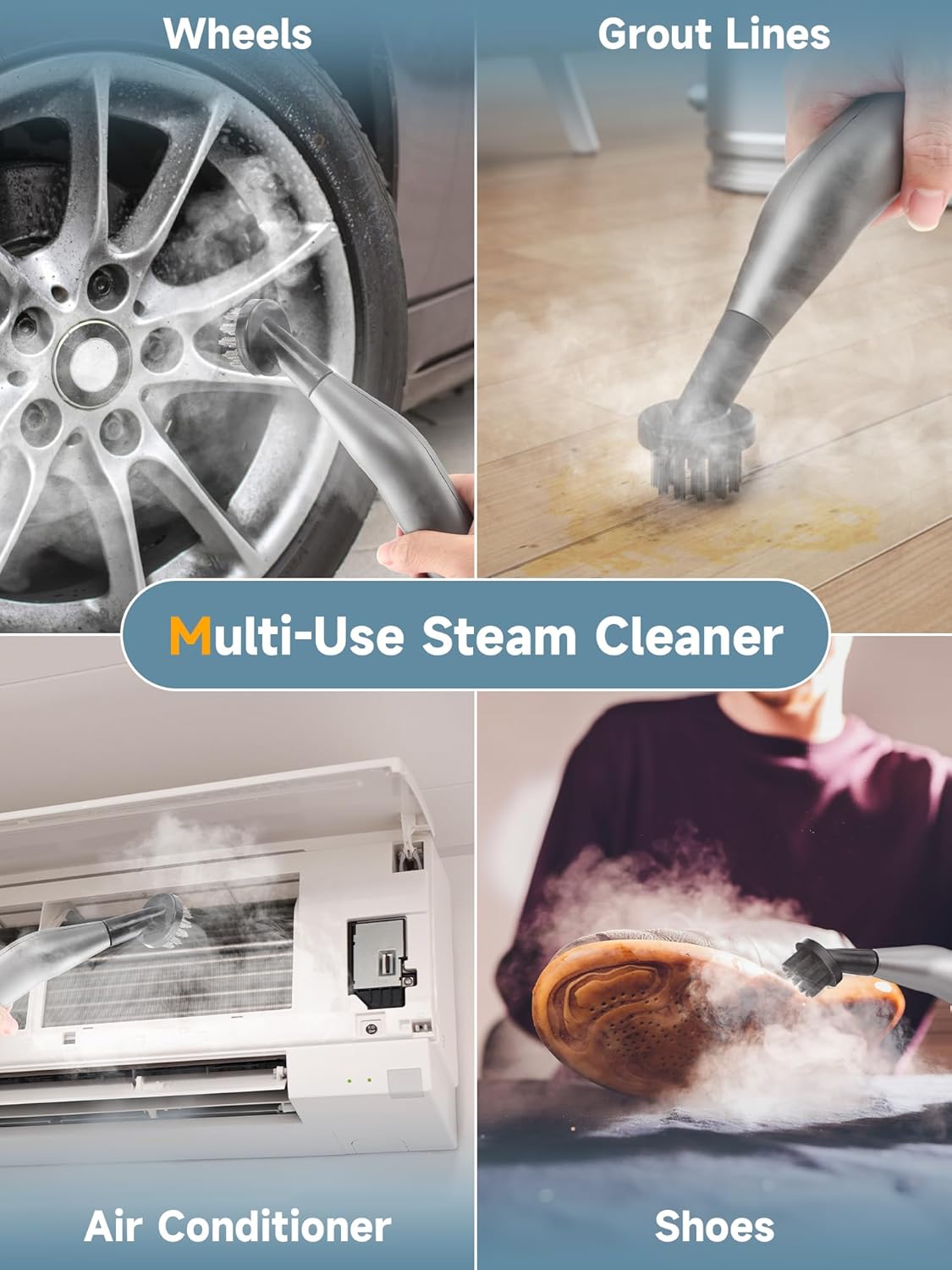 Yadea Handheld Steam Cleaner, Multi-Purpose Portable Steamer for Home, Car, Carpet, Tiles & Furniture ā Fast Heat-Up, Dual Steam Modes, 6 Accessories, Chemical-Free Cleaning