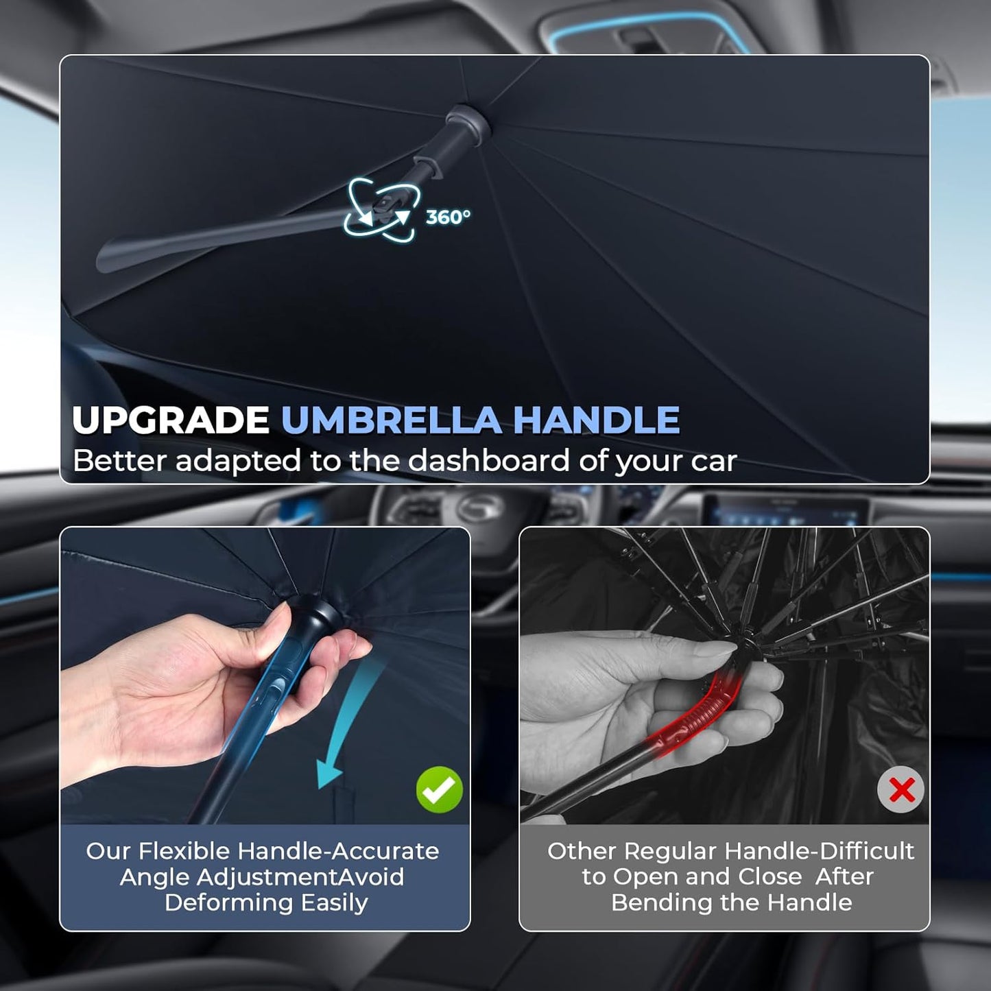 Windshield Sun Shade Umbrella for 2023-2025 Toyota bZ4X Accessories: Custom Fit 240T Silver, Double Thickened, Foldable Sunshade Front Window Sun Visor, Ultimate 99% UV Blocking for XLE/FWD/AWD