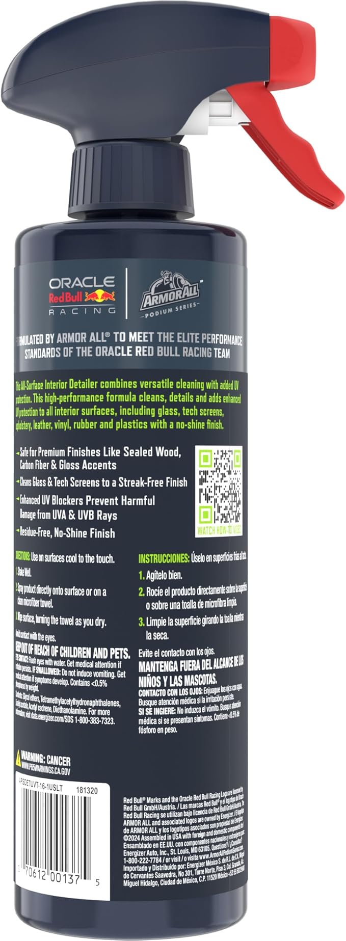 Armor All Podium Series Interior Detailer Spray, 16 fl oz, Car Detailing Spray Developed in Collaboration With Oracle Red Bull Racing