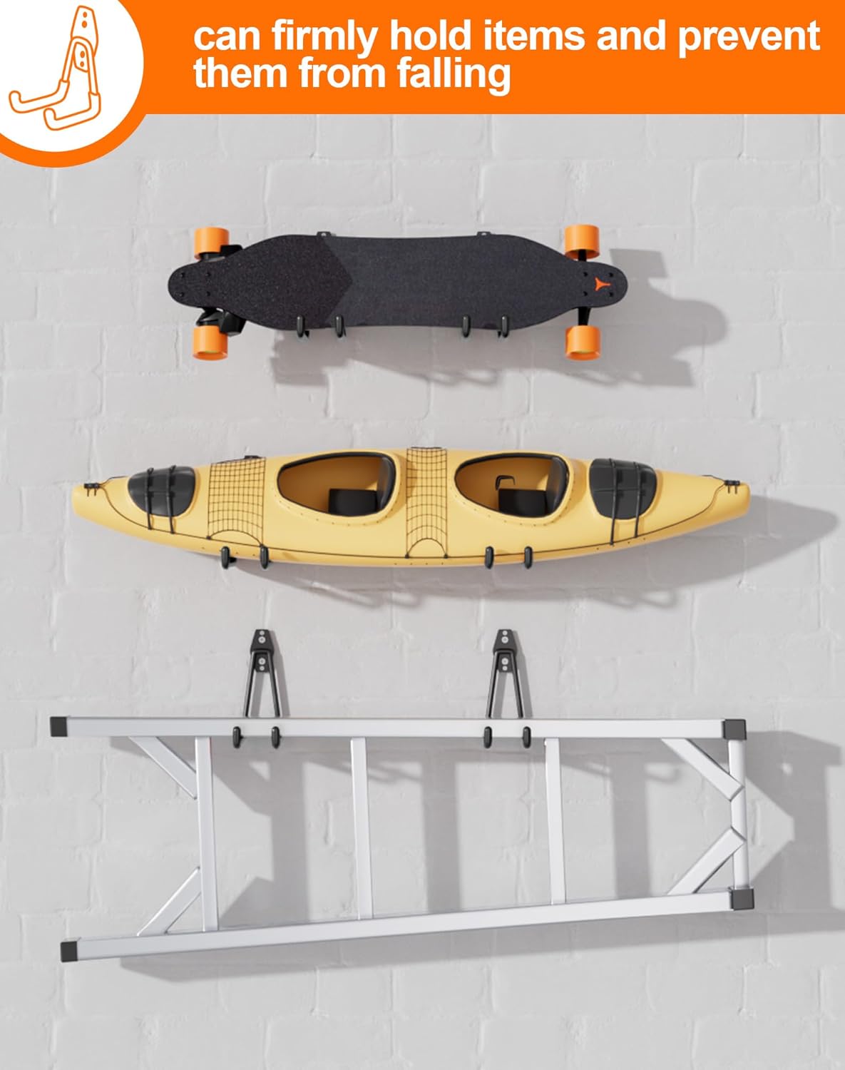 QcoQce 13 Pack Garage Hooks Heavy Duty with 2 Extension Cord Straps,Garage Storage Hooks, Wall Mount Hooks, Garage Organization and Tool Hangers for Bike, Ladder, Ropes and Garden Tools