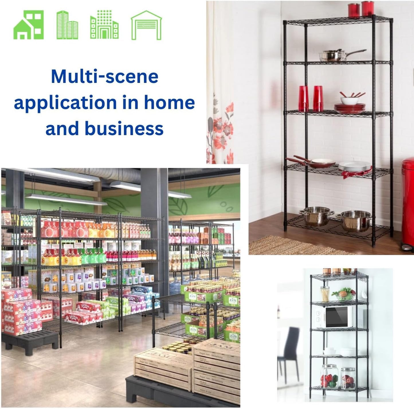 Black 5-Tier Metal Adjustable Freestanding Garage Storage Wire Shelving Unit (36 in. W x 72 in. H x 14in. D)