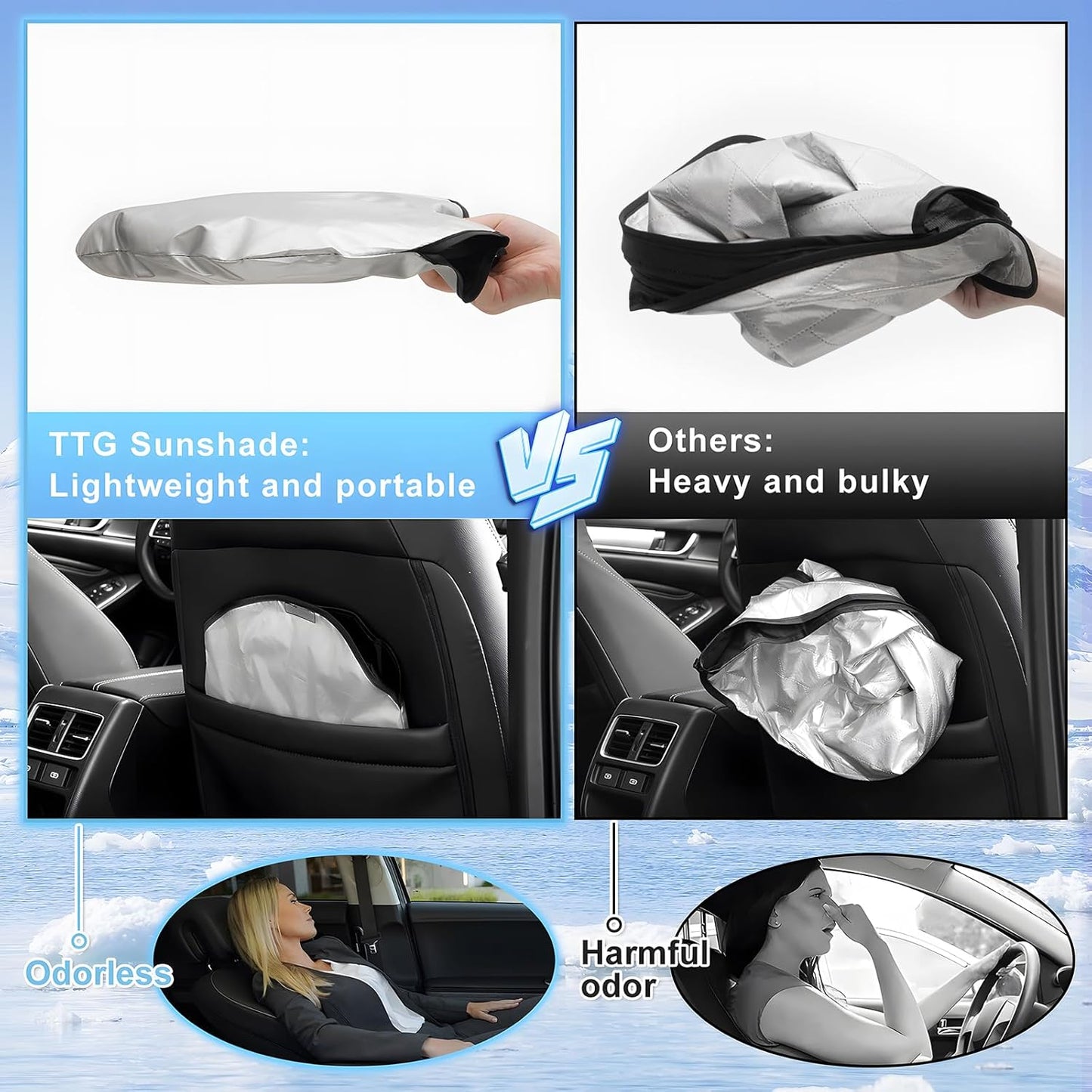 T TGBROS Windshield Sun Shade Custom Fit for 2021-2023 2024 2025 Nissan Rogue Accessories Foldable Sun Shield Reflective Polyester Sun Visor Cover Block Heat and Sun Protection