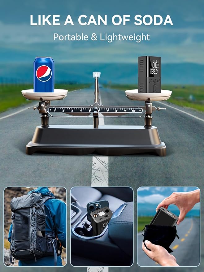 Tire Inflator Portable Air Compressor 20000mAh Air Pump for Car Tires 150 PSI Cordless Electric Tire Air Pump Portable for Car, Motorcycle, Bicycle Wheel Tire and More