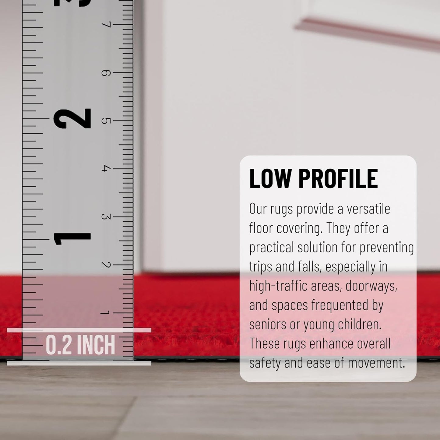 Ottomanson 2' x 13' Hallway Runner with Scraper Pile - Extra Durable Non-Slip Rug Mat for Indoor & Outdoor Use - Ideal for Kitchen, Entryway, Patio & Garage - High-Traffic Carpet, Red