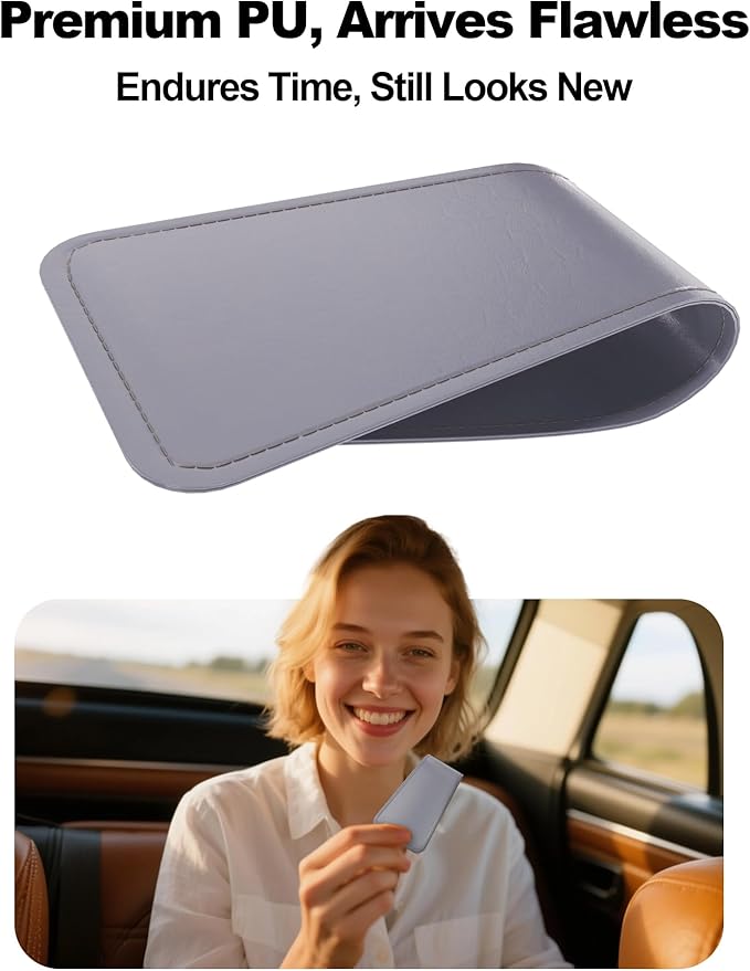 Patented Leather Car Air Freshener Visor Clip, Compatible with Drift Car Air Freshener, Magnetic Design, Gentle on Sun Visors, Ideal for Modern & Electric Vehicles, Grey (Clip Only)