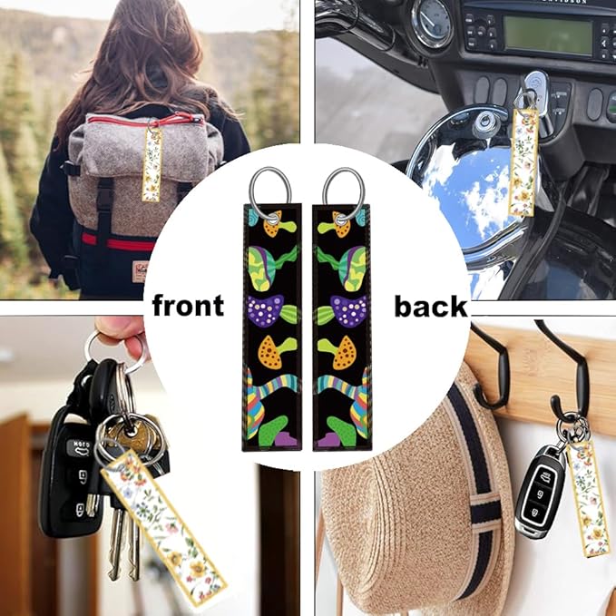 2pcs Mushrooms License Plate Frame for Women, Retro Mushroom car Decorative tag Frames Girly, Green Plant theam License Plate Cover Holder for Vehicle with Double Sided Keychain tag