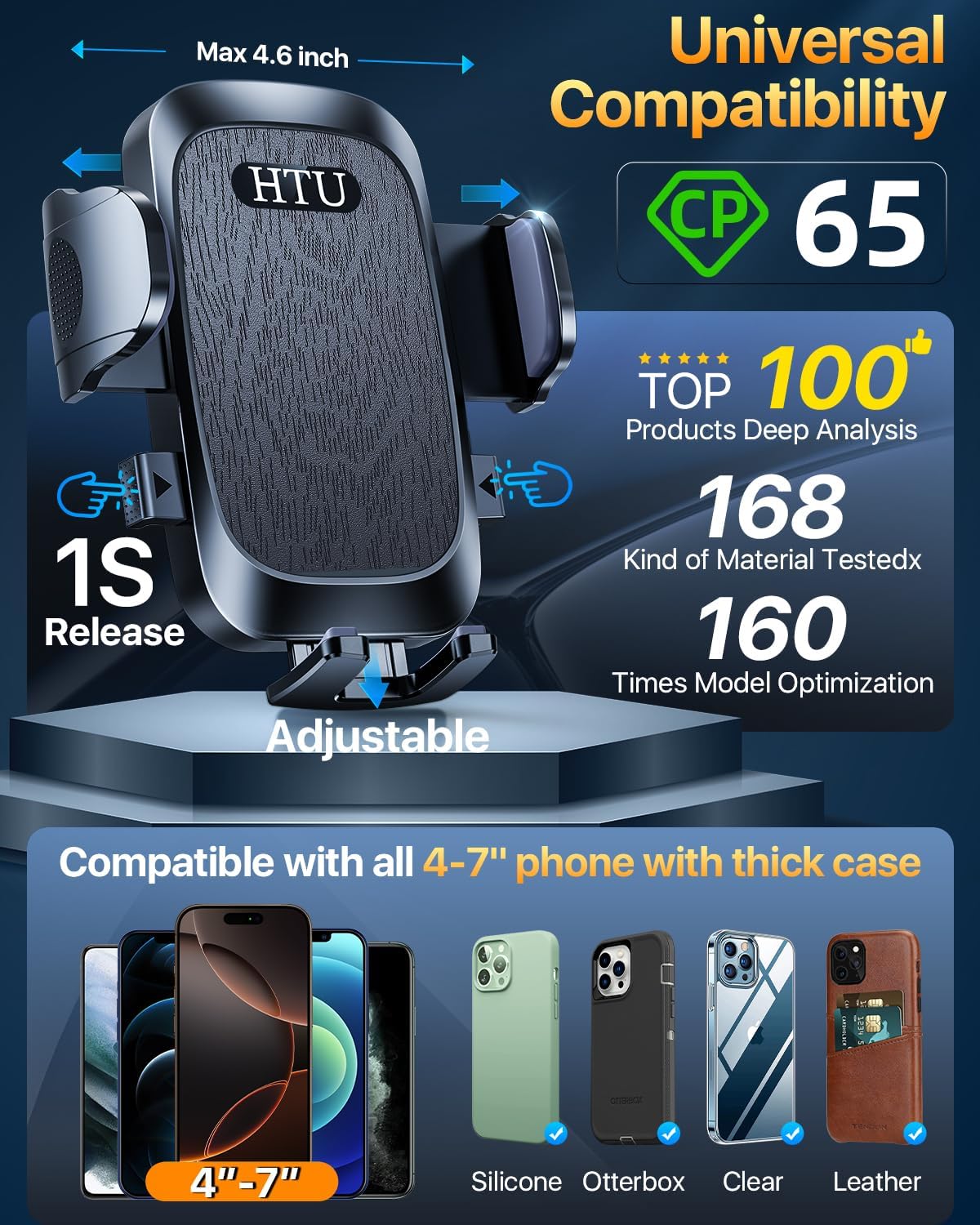 2025 Ultimate Car Phone Mount【98+LBS Strongest Suction & Military-Grade】【Patent & Safety Certs】 Cell Phone Holder Truck Stand for Dashboard Windshield Vent for iPhone 16 Pro Max Samsung (Black)