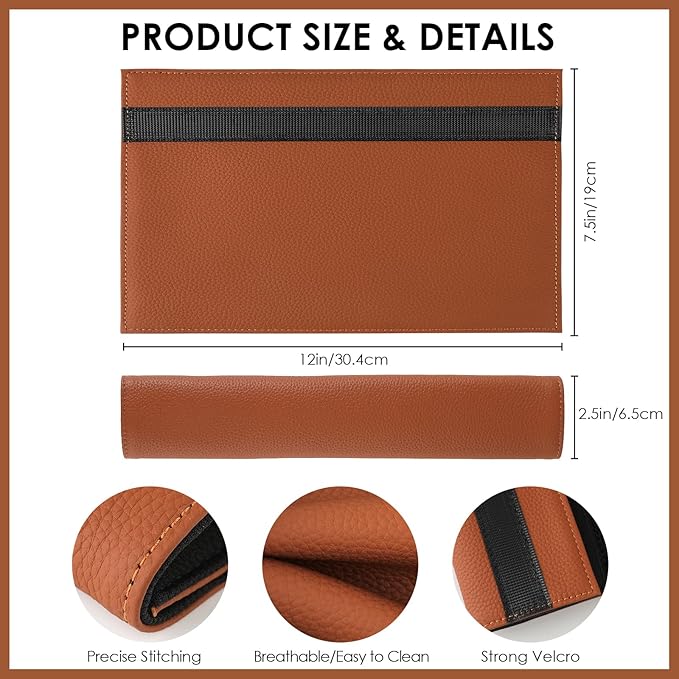 Car Seat Belt Covers for Adults Soft Leather Seatbelt Shoulder Pad Neck Cushion Protector Comfortable Driving Car Accessories Truck SUV Airplane Backpack (SC01Brown-12.4in-1Pack)
