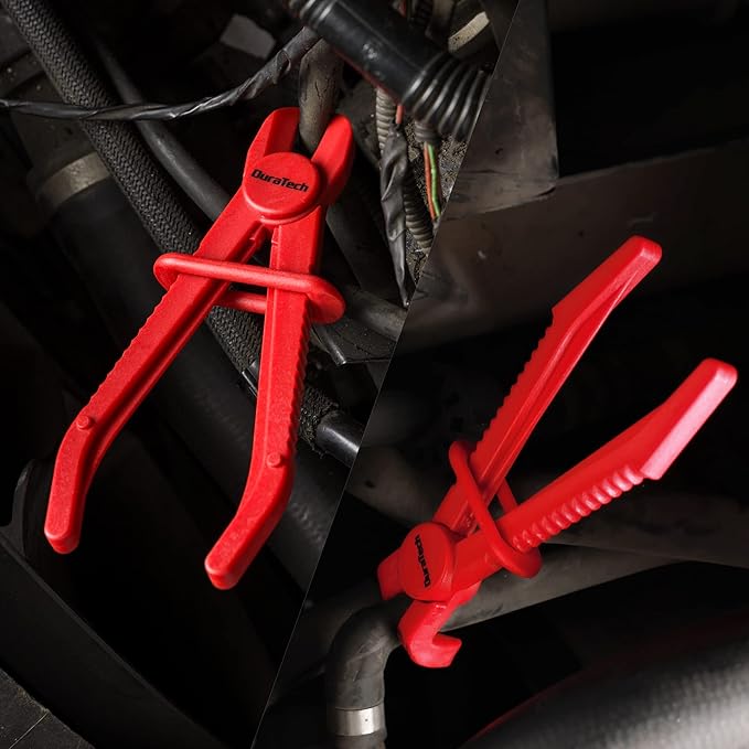 DURATECH 6-Piece Hose Clamp Pliers, Straight & 90 Angled Hose Pinch Off Pliers, Line Clamp Pliers Set for Flexible Hoses, Fuel Hoses, Gas Lines, Brake Hoses and Radiator Hoses