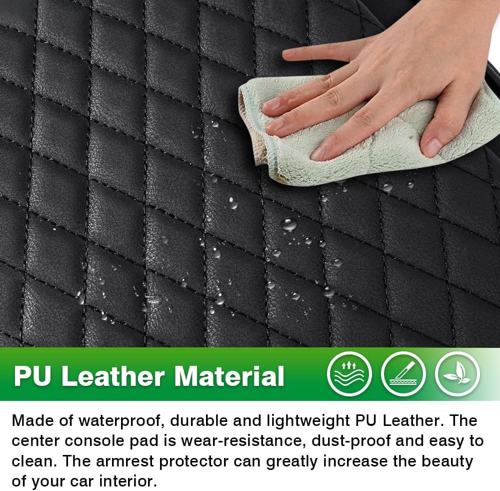 Shademax Custom Fit for Center Console Cover Ford 2021-2025 2026 F-150 Ford F150, 2022-2025 F150 Lightning Work Surface Console Armrest Cover Console Cushion Pad PU Leather Armrest Seat Box Protector