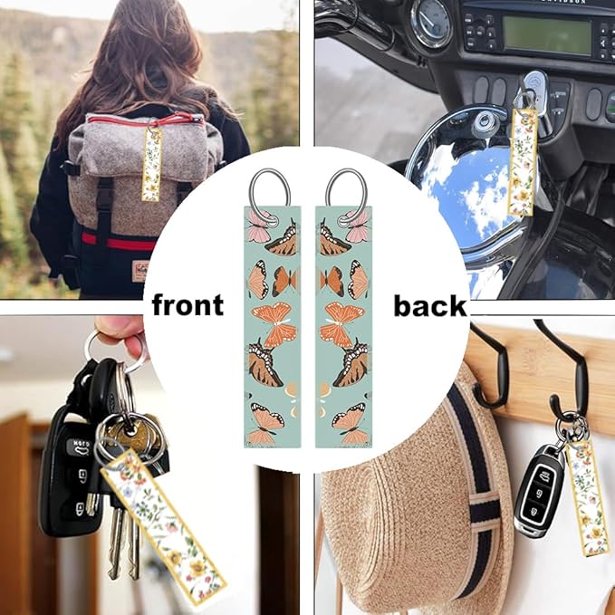 2pcs Brown Butterflies License Plate Frame for Women, Butterfly car Decorative tag Frames Girly,Inspirational Butterfly License Plate Cover Holder for Vehicle with Double Sided car Keychain tag