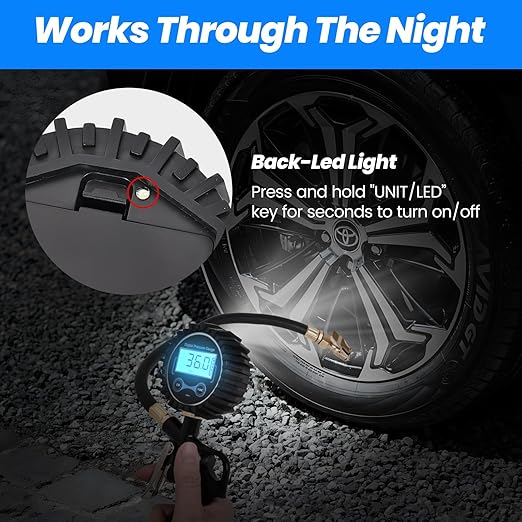 Digital Bike Tire Pressure Gauge, Presta Valve Adaptor, Schrader to Presta Valve Adapter for Air Compressor, Schrader Valve Adapter (CAR&SUV&Bike)