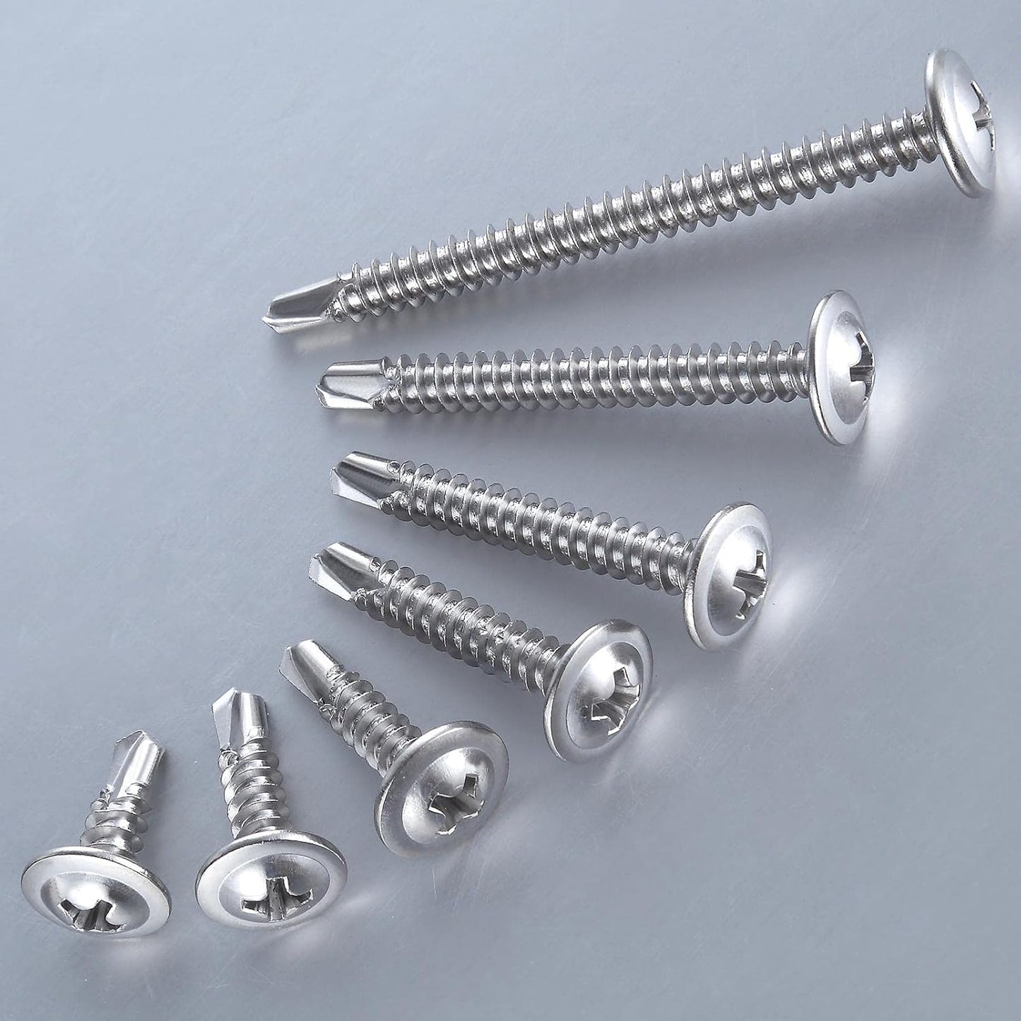 Wensilon(100pcs)#8×2”for Sheet Metal Self-Tapping Screws 410 Stainless Steel Truss Head High-Strength Quick Tapping Screws