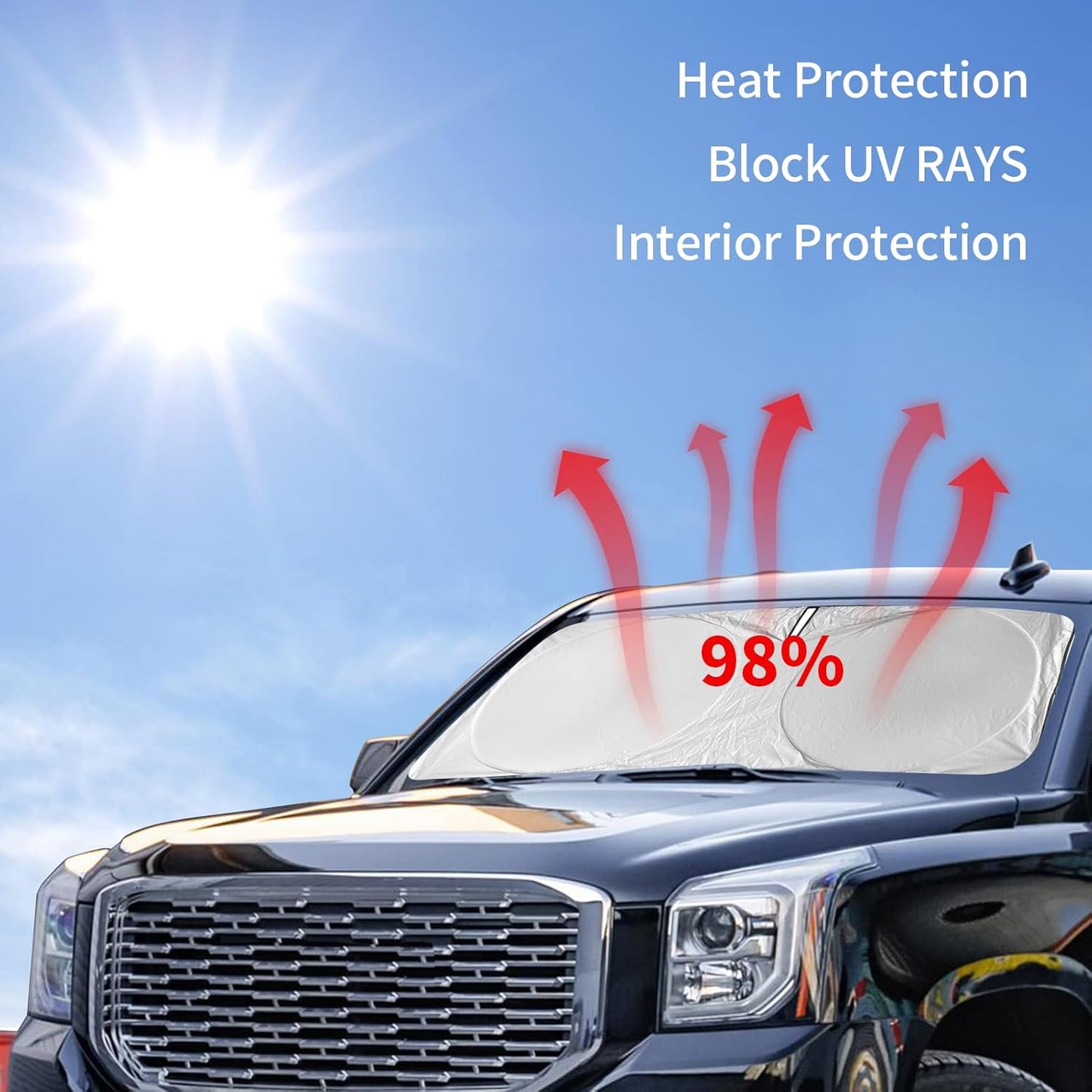 Windshield Sun Shades Sunshade fit for Ford F150 2021-2024 2025 2026 Front Window Shield Sun Visor Protector for Ford F150 F-150 Lariat King Ranch Platinum XL XLT Limited Raptor Truck Car Accessories