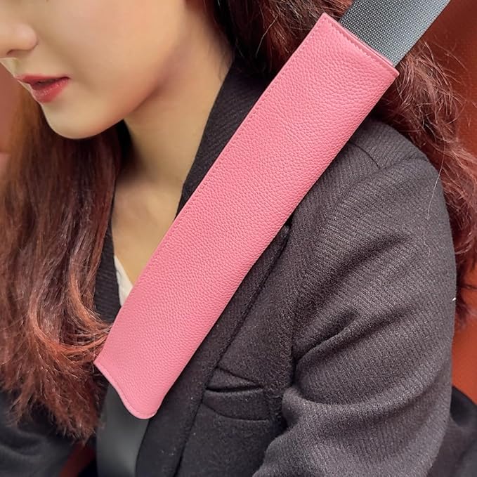 Car Seat Belt Covers for Adults Soft Leather Seatbelt Shoulder Pad Neck Cushion Protector Comfortable Driving Car Accessories Truck SUV Airplane Backpack (SC01Blue-12.4in-1Pack)