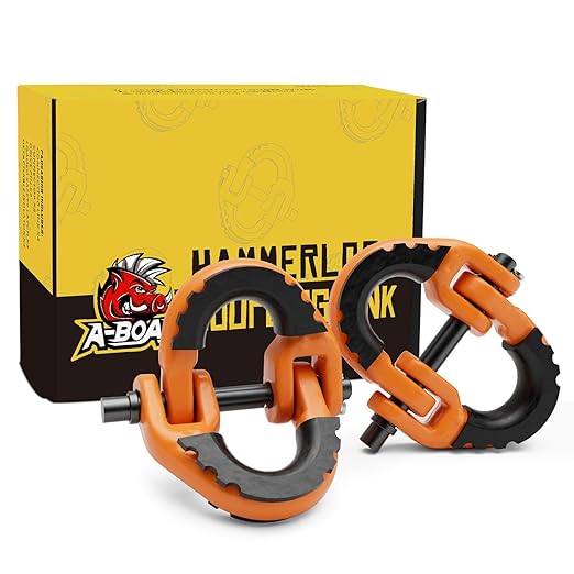 1/2 Safety Chain Connector Link, 2pack Hammerlock Coupling Link for Trailer Chains Connect, Drop Forged Steel Tow Hitch Safety Chain Connector Link, Orange