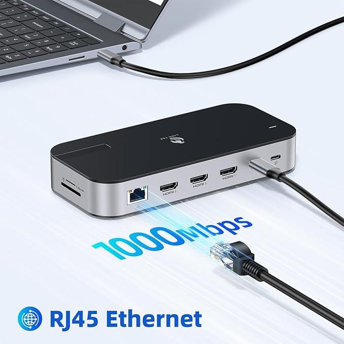 Laptop Docking Station,16 in 1 Docking Station USB C Docking Triple Monitor,USB C Dock Station with 3 HDMI,PD 100W, USB 3.1/3.0/2.0,RJ 45 Ethernet,SD/TF,Audio for Dell/Lenovo(Including Charging)