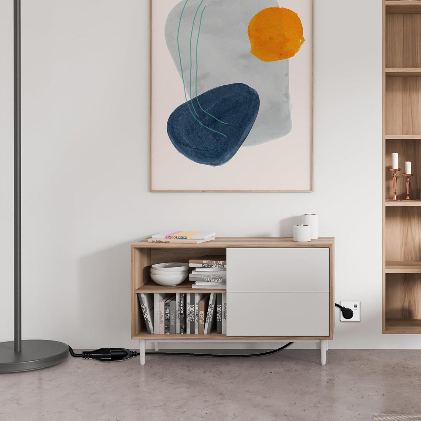 Elecan Flat Plug Extension Cord 30 Ft with Slim Space-Saving Plug Design, Thin Flat Cable Low Profile Power Cord 3 Prong Grounded Wire, 16 Gauge 13 A/125 V-Black-ETL Certified