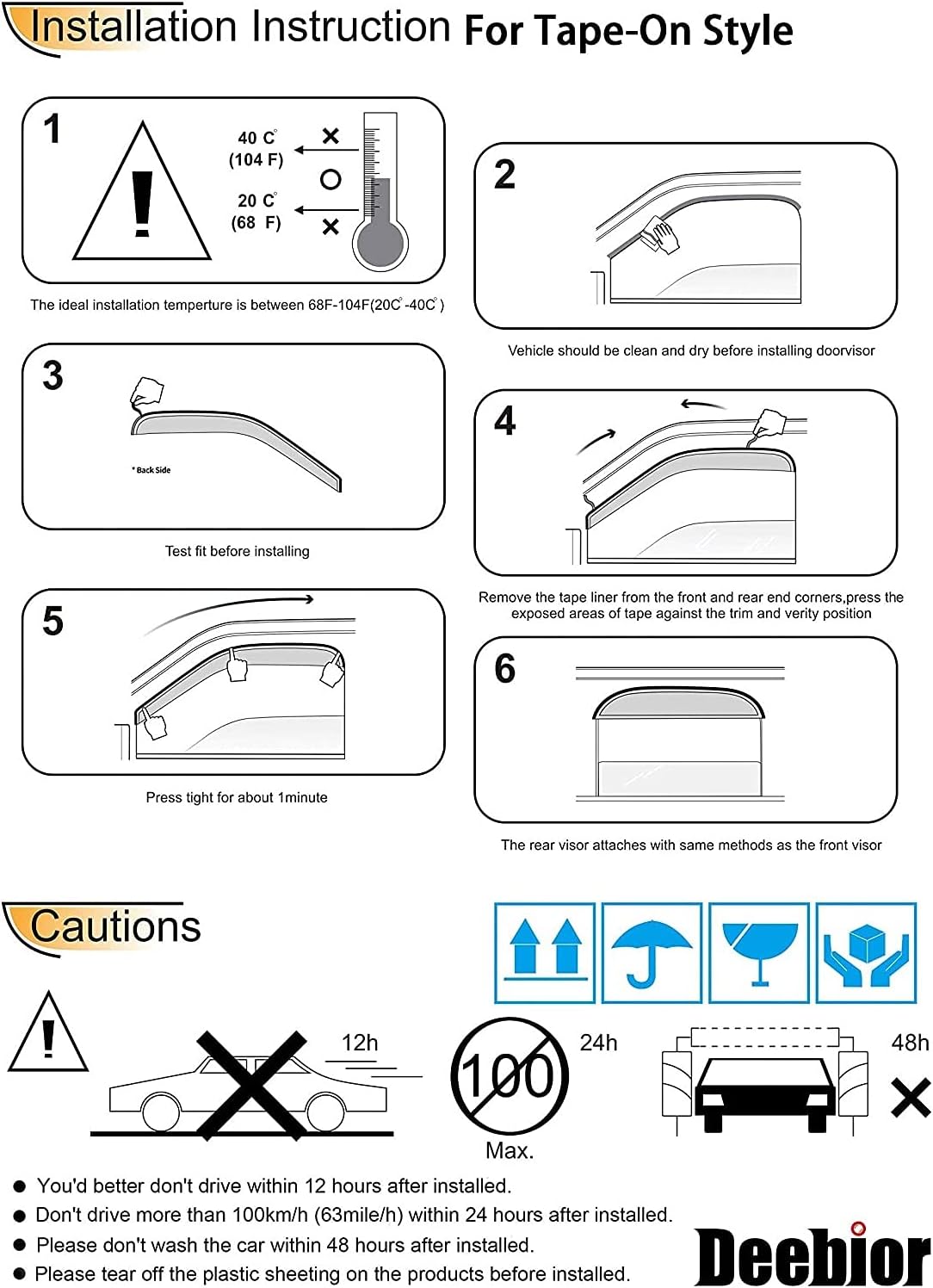 4pcs Side Window Deflector Visor Rain Guard,Outside Mount Tape-on Shatterproof Dark Smoke,4pc Window Shades fit for 2007-2012 Nissan Sentra 94165