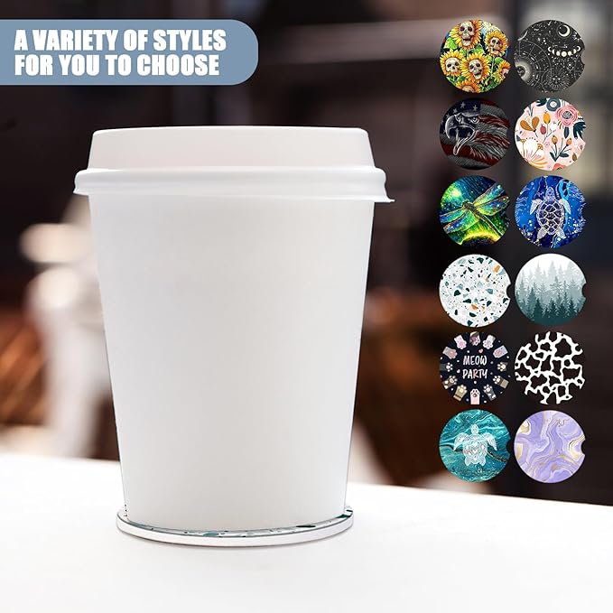 Car Cup Holder Coaster - Classic Italian Floor Venetian Natural Absorbent Ceramic Coaster, Car Coasters for Cup Holders, Auto Accessories for Women & Men, Pack of 2