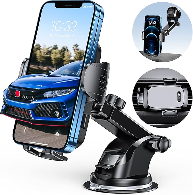 [2025 Stable Nano Suction Cup Phone Mount for Car Universal Hands-Free Suction Cell Phone Holder for Car Dashboard Air Vent Car Phone Holder Mount for Samsung iPhone 16 15 14 Plus Pro Max