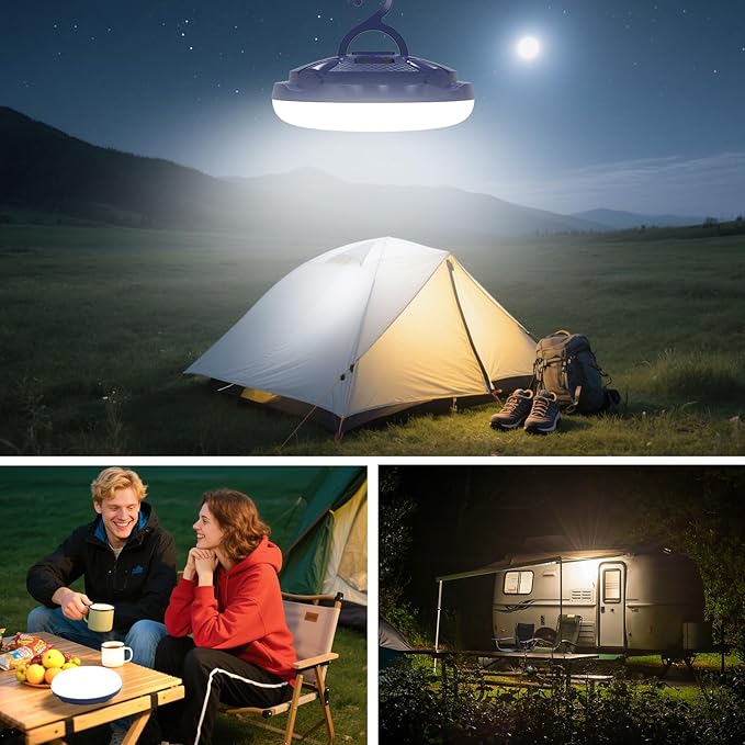 4000LM Portable Camping Light with 10400mAh Battery – 14H Max Run Time, 3 Light Modes Tent Light – Camping Lantern for Hiking, Emergency Use & Hurricane Power Outages (100W(Φ7.87 in))