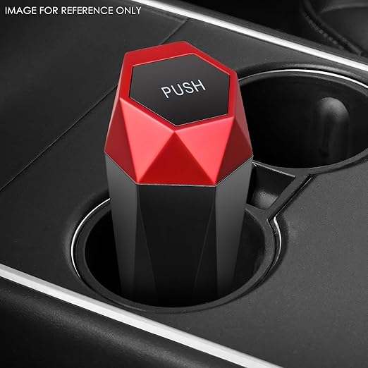 DNA MOTORING 2PCS Mini Car Auto Trash Can with Removable Lid, Leakproof Mini Garbage Bin for Automotive Home Office,Black/Red,Set of 2,ZTL-OD-01-RD