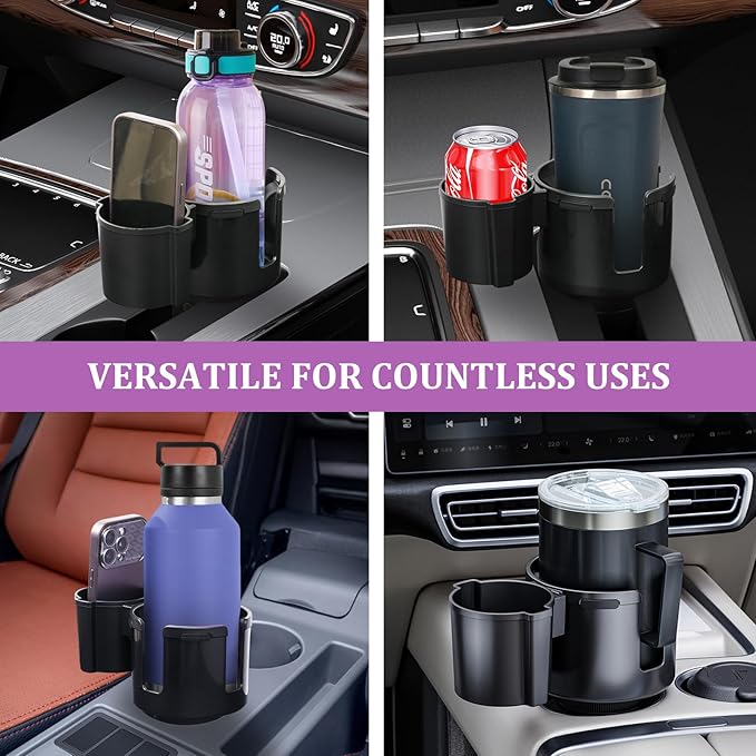 JINKEY 2 in 1 Cup Holder Expander, Extra Cup Holders Extender with Adjustable Car Cup Insert for Car Front Seat for Yeti,Hydroflask and Other Large Water Bottles & Mugs in 3.74"-4.25"(10-46 Oz)