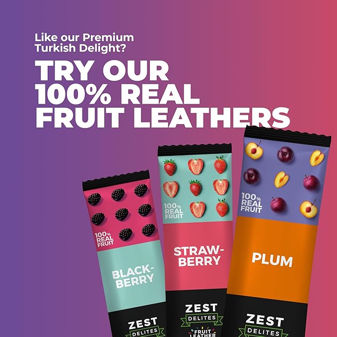 Turkish Delight by Zest Delites, Luxury Vegan Snacks with 30% Pistachio, Traditional Vegan Gift Basket, Turkish Delight Candy, Orange, Pomegranate, Vanillin, Black Mulberry, 8.82 oz