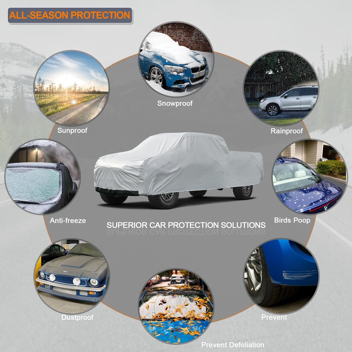 Kayme 6 Layers Truck Cover Waterproof All Weather, Heavy Duty Outdoor Pickup Cover Sun Uv Rain Protection, Universal Fit (Length Up to 228 inch) L