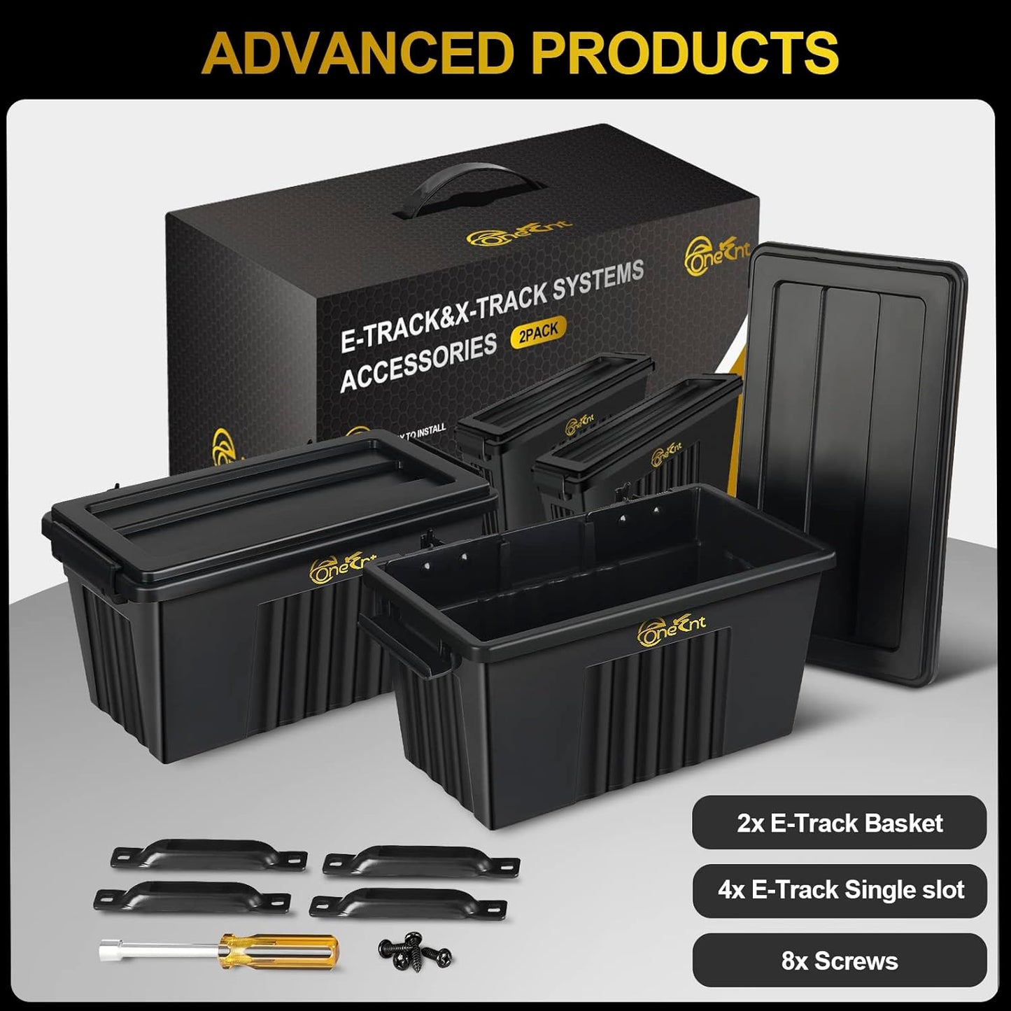 2 Pack E-Track Basket Storage Bin for E Track Accessories for Enclosed Trailer- System to Tool Organizer Workshop, Garage