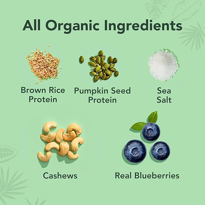 ALOHA Organic Plant Based Protein Bars - Blueberry Bars, Vegan, Low Sugar, Gluten-Free, Low Carb, Non-GMO, No Stevia, No Erythritol - 12 Count (Pack of 1)