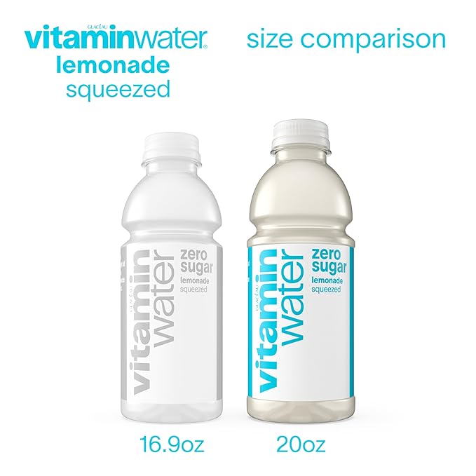 vitaminwater Zero Sugar Squeezed Lemonade Nutrient Enhanced Flavored Water Beverage, 20 fl oz Bottles, 12 pack