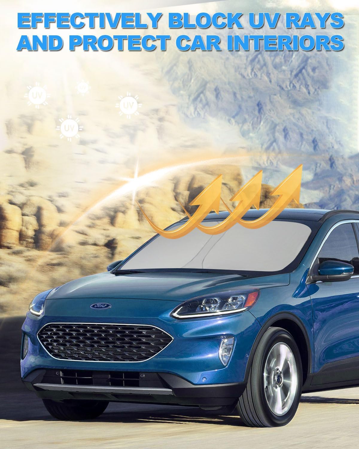 2025 Upgrade Front Windshield Sunshade fit for Ford Escape 2020-2025 Reflector Foldable Car Shade Automotive Windshield Sunshades Ford Escape Windshield Sun Shade |Keeps Your Vehicle Cool|