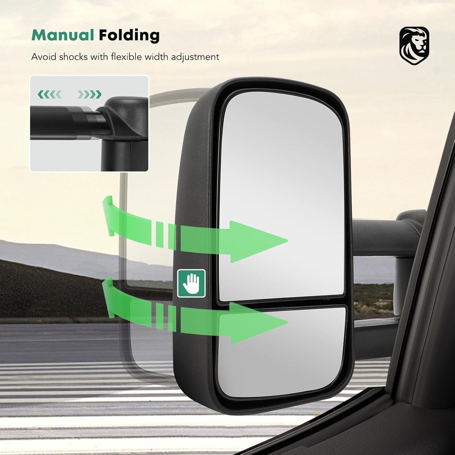 YHTAUTO Power Adjusted Heated Towing Mirrors Fit Toyota Tundra 07-21, Sequoia 08-17, Arrow & Turn Signal & Backup Running Light, w/Blind Spot Detection, Telescoping Driver Passenger Side Car Mirrors