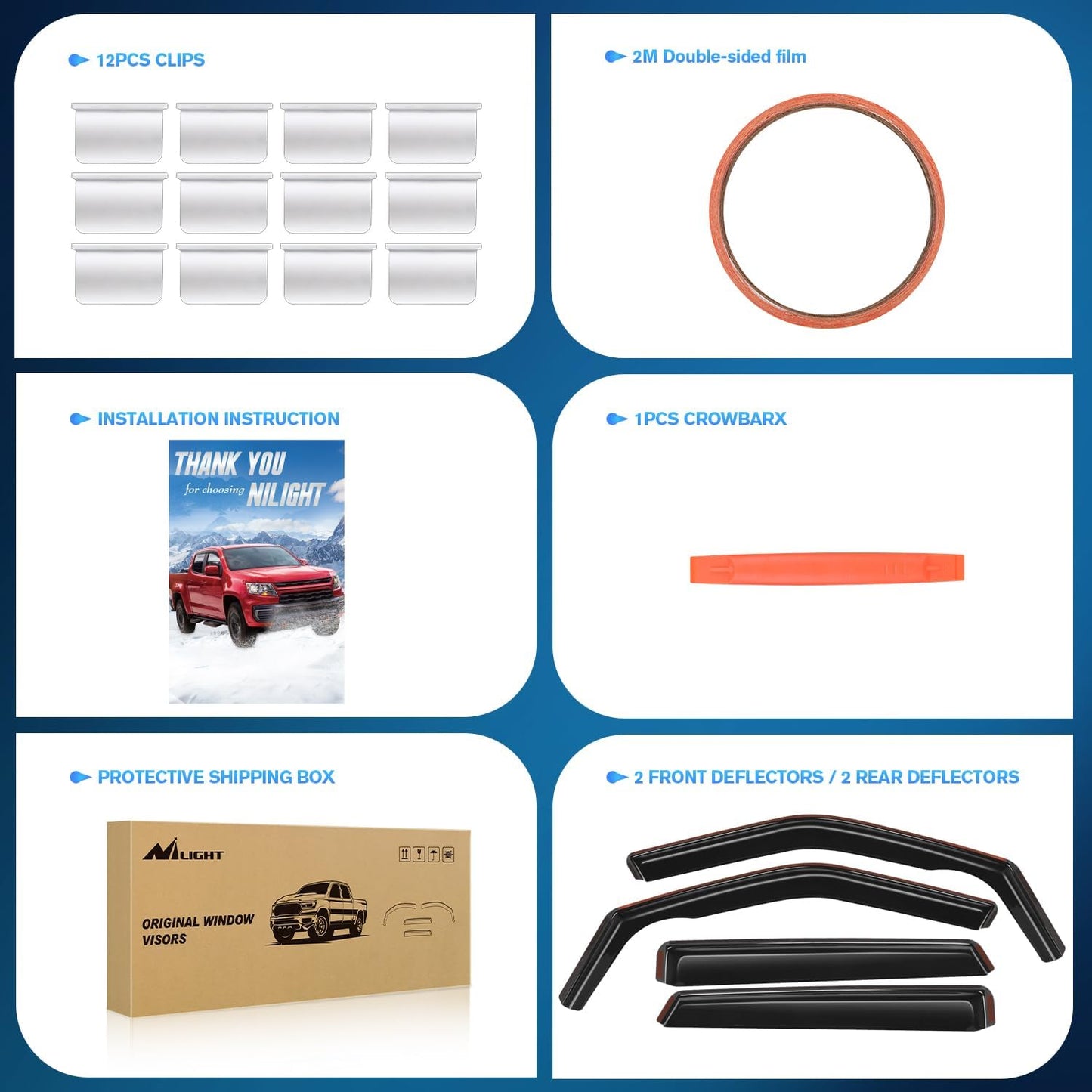 Nilight Durable in Channel Rain Guards for Chevy Blazer 2019 2020 2021 2022 2023 2024 2025 Window Deflectors, Vent Window Visors-4pcs