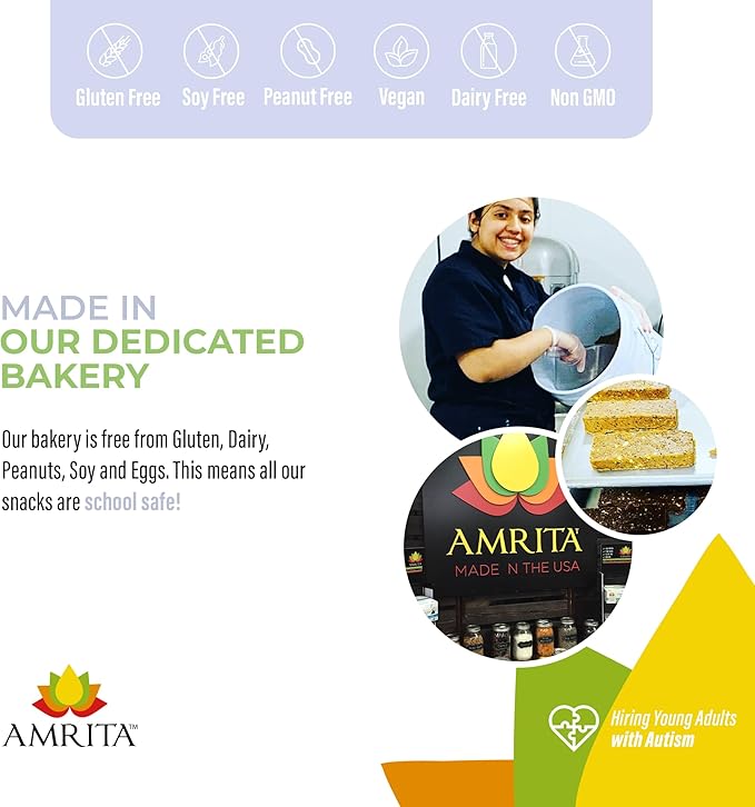 Amrita Nut Free Vegan Protein Bars (12 CT PK of 3) | Variety Pack 15g Plant-Based Protein Bar | Peanut-Free, Gluten Free, and Dairy-Free | No Added Sugar, High Fiber, Healthy Snacks for Kids/Adults