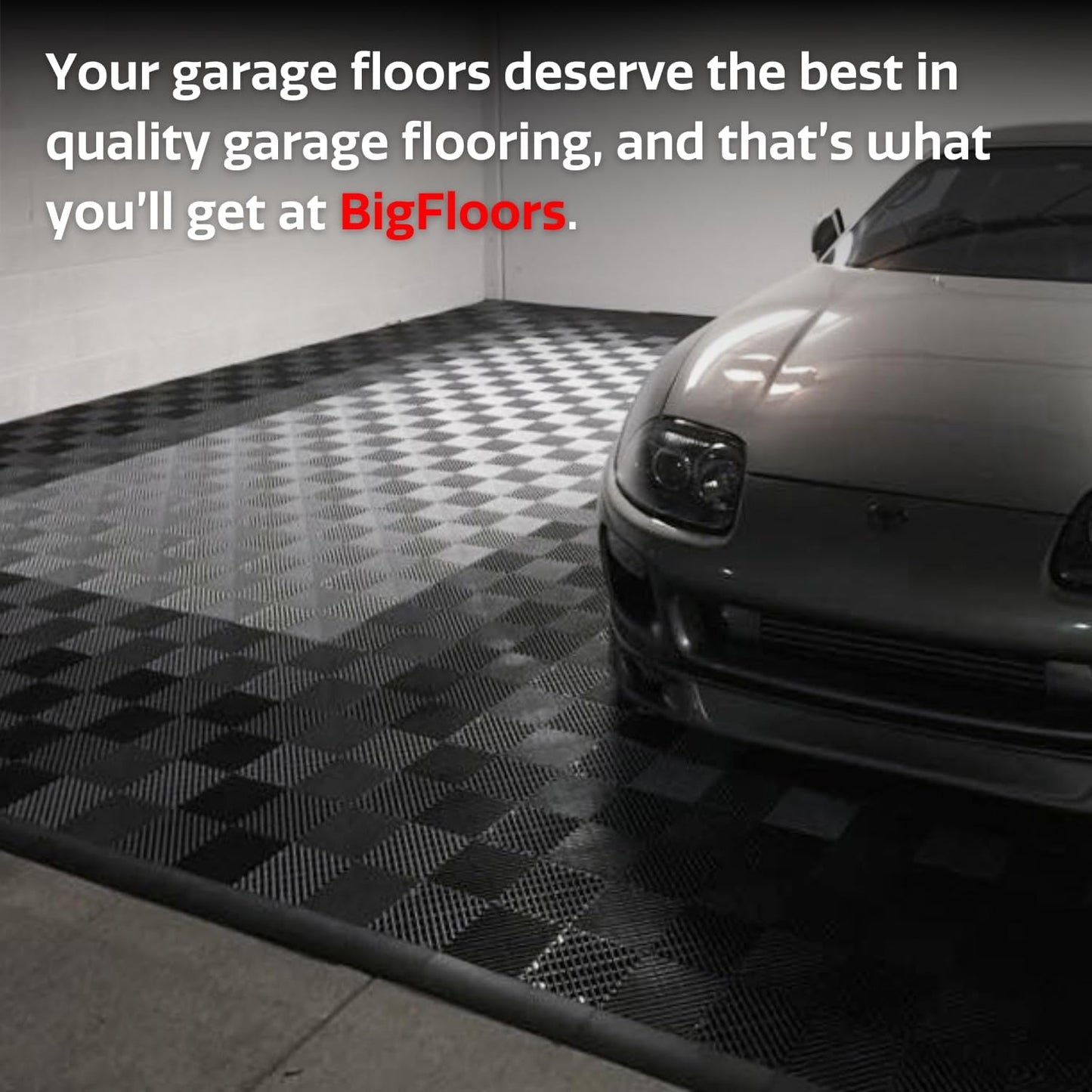 Big Floors RaceDeck Free-Flow Interlocking Garage Flooring Tiles, Non-Slip, Self-Draining, Heavy-Duty, High-Impact Copolymer, Easy Install (Alloy, 24 Pack of 12 x 12" Tiles)