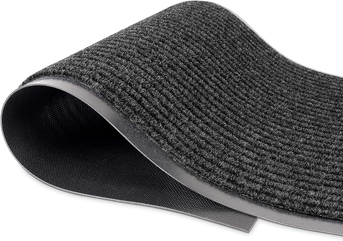 Durable Rubber Door Mat - Heavy Duty, Indoor/Outdoor, Easy Clean, Waterproof, Low-Profile Mat for Entry, Patio, Garage - Stylish (Black, 3 x 6 Feet)