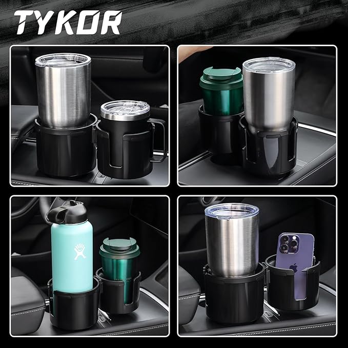 Car Cup Holder Expander, 2 in 1 Adapter with Expandable Base, Fits Yeti, Hydroflask, Large Water Bottles 10-46 OZ