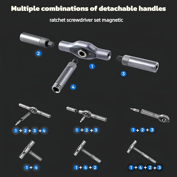 42 piece magnetic screw set, portable screwdriver set, DIY multi head ratchet screwdriver set maintenance tool, suitable for computers, glasses, bicycles, doorbells, furniture (black)